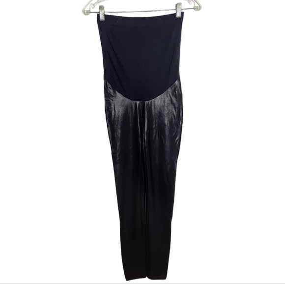 SPANX Faux Leather Leggings Mama Waistband - Picture 2 of 14